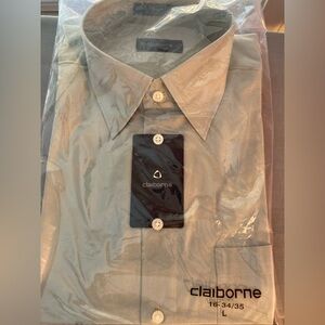 Claiborne Men's Silver Gage Green Dress Shirt